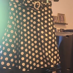 HEART OF HAUTE black and White Polka Dot Skirt Size S